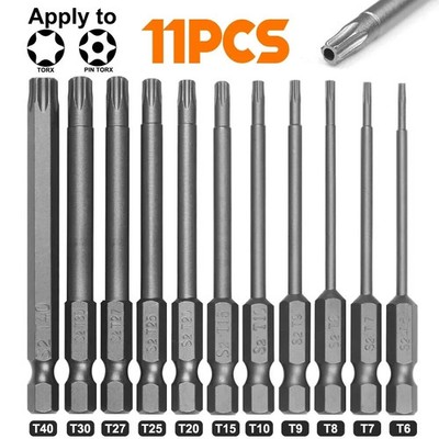 11pc T6-T40 Magnetic Head Torx Screwdriver Bit Set Security Tamper Proof Star US