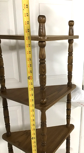 Wood 5 Tier Corner Free Standing Vintage MCM Shelf Display Unit 57 x 19 x 13 - Picture 9 of 14