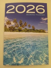 2026 Monthly Calendar Planner 32 Pages 6.75" X 9.5" Beach Scene Cover