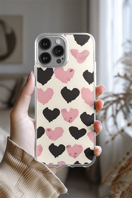 Handyhülle Valentinstag durchsichtig pink schwarz Herzen süß für iPhone 17 Galaxy 09