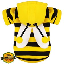 Bumblebee Dog Hoodie Costume XS Halloween Black Yellow Wings