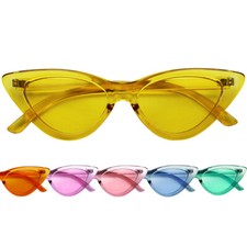 ShadyVEU Retro Exaggerated Slim Candy Color Tint Translucent Cat Eye Sunglasses