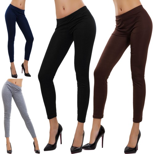 Leggings donna pantaloni fuseaux felpati pesanti caldi invernali basic  AL-822 | eBay