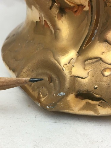 Large Antique 22 KT Gold AMERICAN BISQUE Ceramic Vase Flowing Art Nouveau Lines - Picture 6 of 12