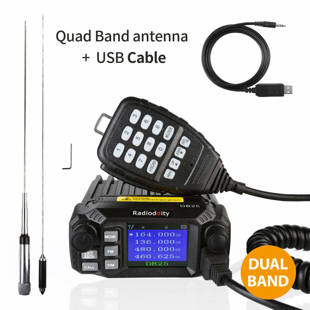 Ddity Db25 Pro Car Mobile Radio Dual Band V/uhf 25watt, Quad Band Antenna