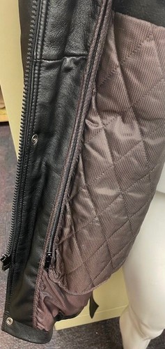 Beautiful Wilsons Black Leather Jacket Mens Medium Mid Length Coat Belted - Picture 6 of 7