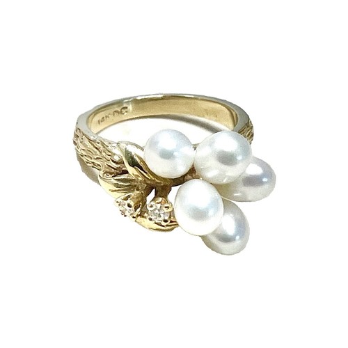 Bague En Or Jaune 14 Carats Avec Grosse Perle - Taille 6.75 - 5.3g - Occasion Bon état