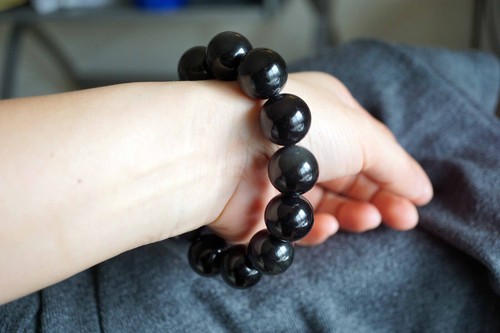 Natürliches schwarzes Obsidianarmband Regenbogen Obsidianarmband Herrenarmband 18 mm - Bild 10 von 10