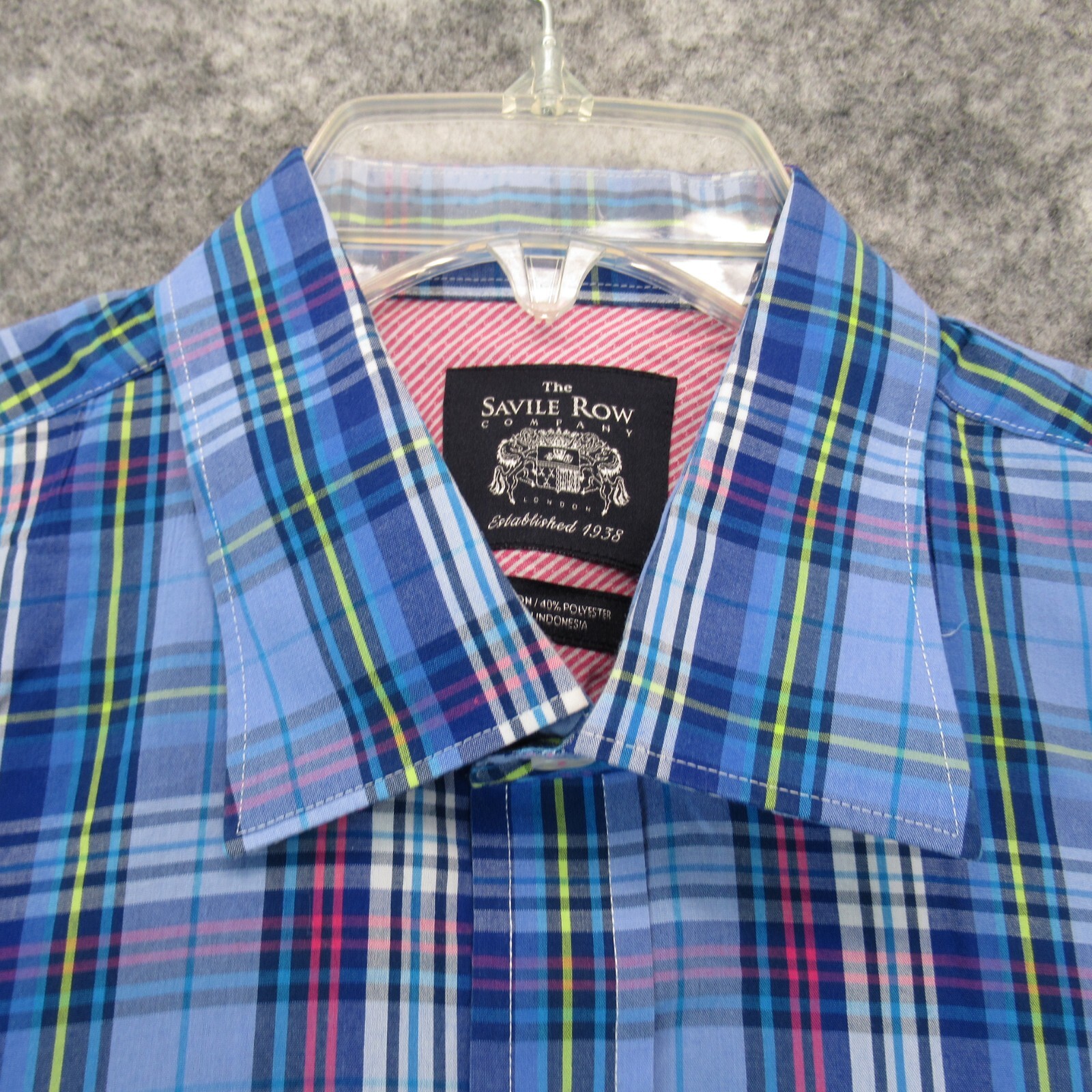 FILA Camicia da uomo The Savile Row Company grande blu con bottoni polsino manica lunga