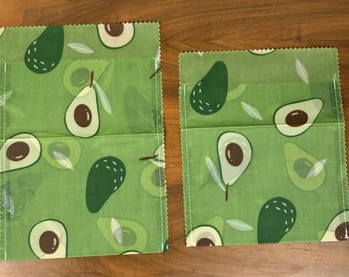 *NEUF* sacs à sandwich et collations réutilisables en cire d'abeille design avocat 10 pouces et 8 pouces - Photo 4/6