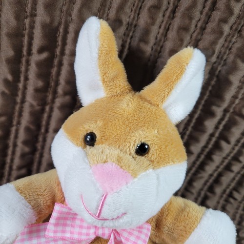 Animal Adventure Bunny Plush Brown White Pink Gingham Bow 2018 Mini 5" Easter - Picture 2 of 9