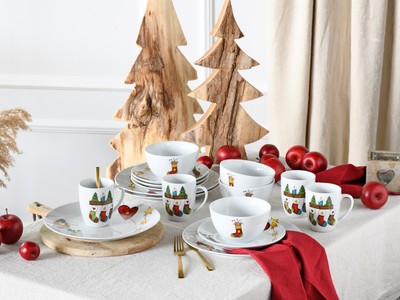 Luna Socken 16tlg Geschirrset für  Personen Porzellan  ho ho ho CreaTable