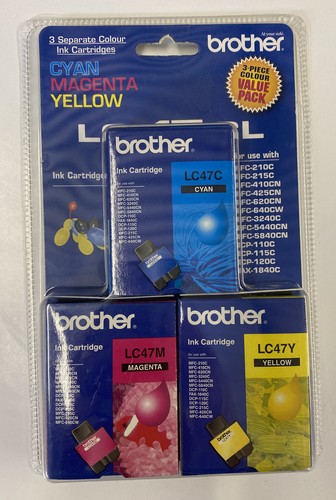 BROTHER LC47 3 piece color ink cartridge pack NEW In Pack - 第 1/12 張圖片