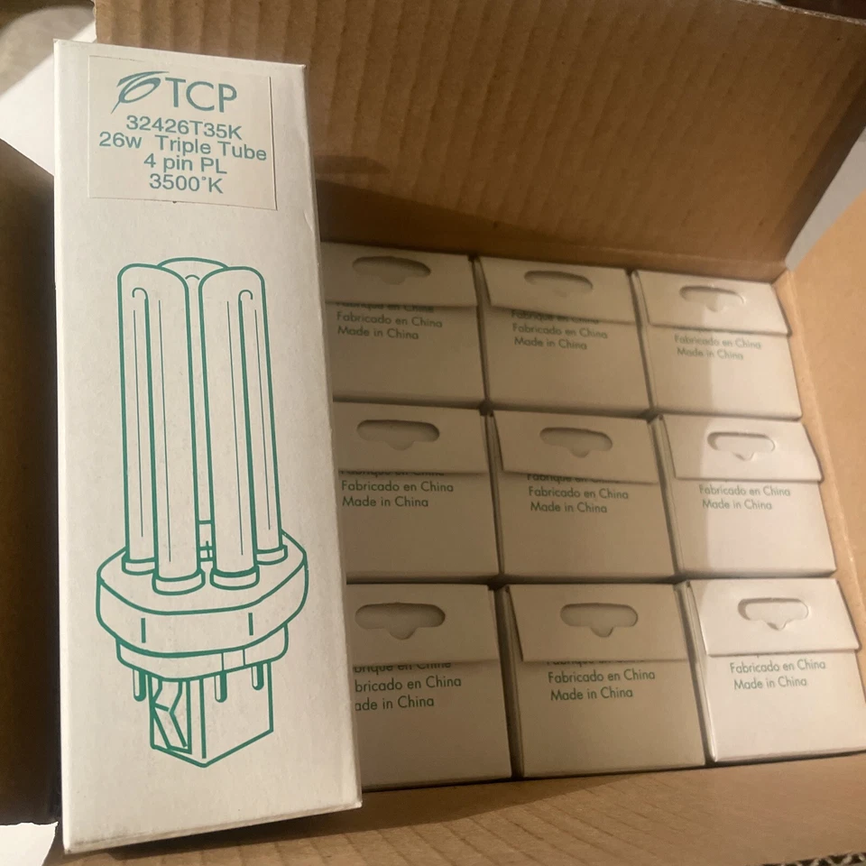 26W TRIPLE TUBE FLUORESCENT LIGHT BULB 12 PK CFL LAMP 4P TCP 2700K PL 32426T - Image 4 of 4