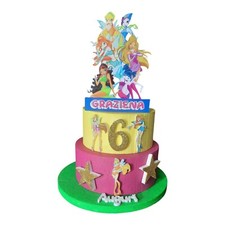 Torta Compleanno  Polistirolo Winx Personalizzata Decorazione con Nome e Numero