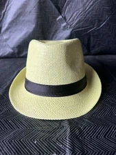 Paper Straw Hat Fedora Adult  Neon Yellow