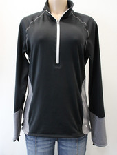 Under Armour Top Women Large Black Stretch Fitted Goldgear Half Zip Pullover