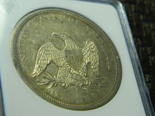 1860-O SEATED LIBERTY 1 $ DOLLAR SILBERMÜNZE AU 50 ANACS (Lot #17-12) - Bild 5 von 6