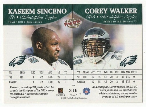 1999 Pacific Football Set Break - Cards #226-450 Pt.2 - 第 153/373 張圖片