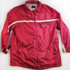 Nike Embroidered Swoosh Windbreaker Jacket Vintage 90s Red Black Tag Large
