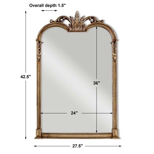 Lavish Elegant Gold Silver Arch Wall Mirror | Ornate Antique Style 42" Old World - Picture 6 of 6