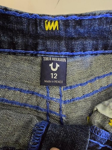 True Religion Jeansshorts Kind Jungen Größe 12 Geno abgeschnitten bestickt Bermud neu mit Etikett - Bild 7 von 13