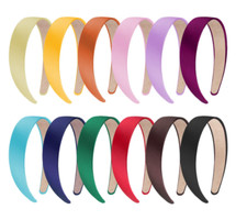 12 Pieces Satin Headbands 1 Inch Wide Non-Slip Headband Colorful Headbands NEW