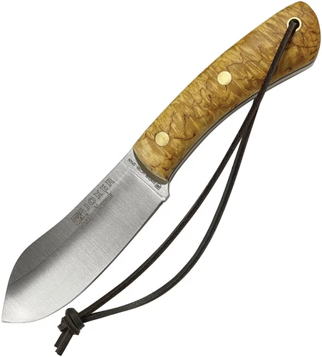 Joker Nessmuk Curly Birch Wood 14C28N Sandvik Fixed Blade Knife w/ Sheath CL136