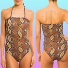 KINIKI TAN THROUGH SWIMSUIT STRAPLESS TUBE BANDEAU SWIMMING COSTUME UK 8 UK 10