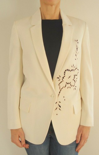 NEW $2295 Stella McCartney Wool Jacket 36 US 0 2 Ivory Blazer Flower Eyelet - Picture 7 of 11