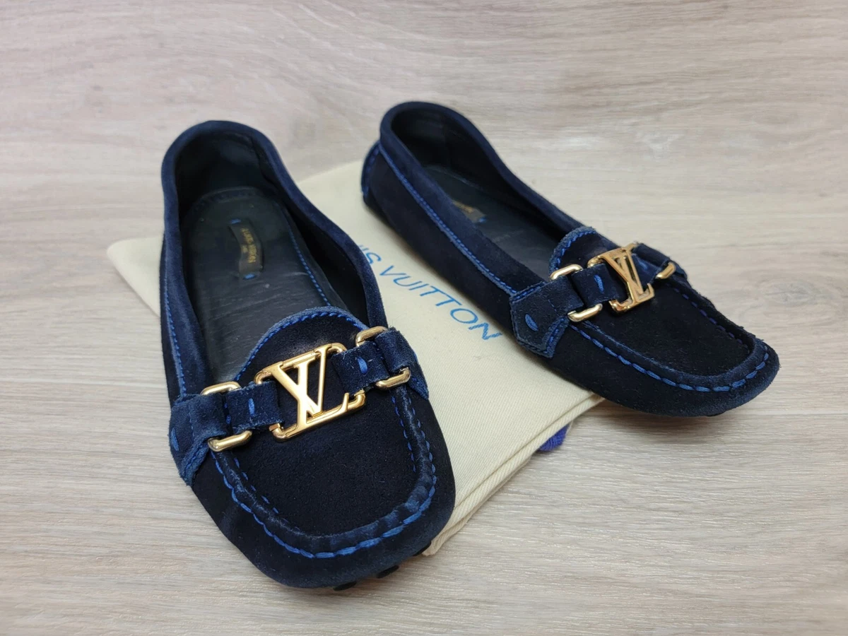 Authentic Louis Vuitton Royal Blue Oxford Slip On Mocassin Loafers