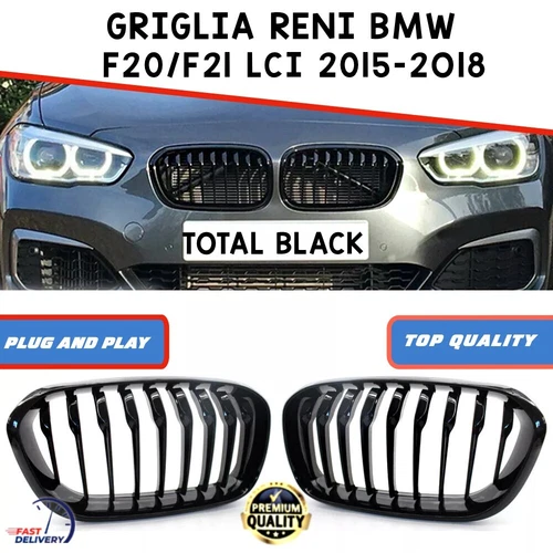 RENI GRIGLIE MASCHERINA CALANDRA NERA LUCIDA BMW SERIE 1 F20 LCI MSPORT PREMIUM - Foto 1 di 2
