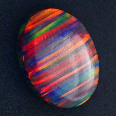 AAA+ Black Silk Opal Cabochon 20x14 mm, 6.90 Cts Fire Loose Gemstone