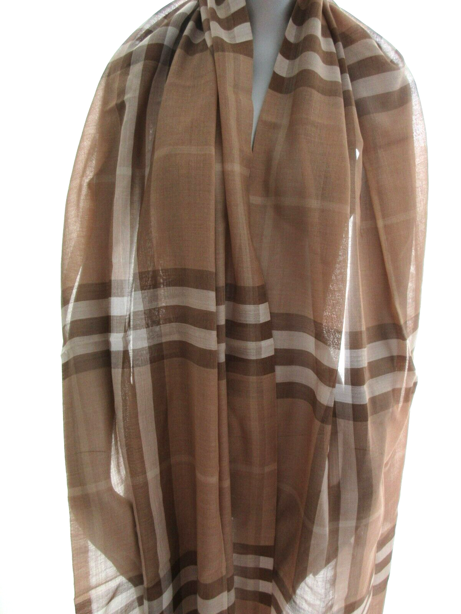 Burberry Scarf Giant Check Gauze Scarf Silk light beige