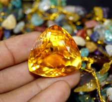 Certified Natural 123.75 Ct Trillion Cut Yellow Citrine Brazilian Loose Gemstone
