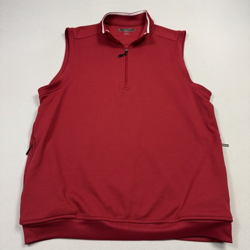 Pebble Beach Golf 1/4 Zip Sweater Vest Performance Polyester Red Men's Large - Picture 3 of 11