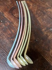 TUPPERWARE Vintage Pastel Long Handled Ice Tea Spoons Teaspoons Stirrers 6