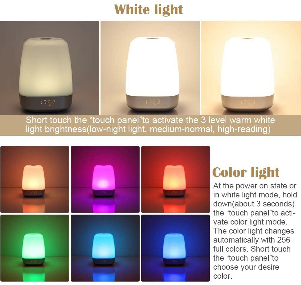 Wake up LED sunrise alarm clock emergency night light,5 sounds,3 modes,colors-image
