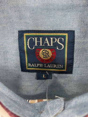 NWT VTG Ralph Lauren Chaps Striped Short Sleeve Button Up - Dead Stock - Sz L - Picture 3 of 9