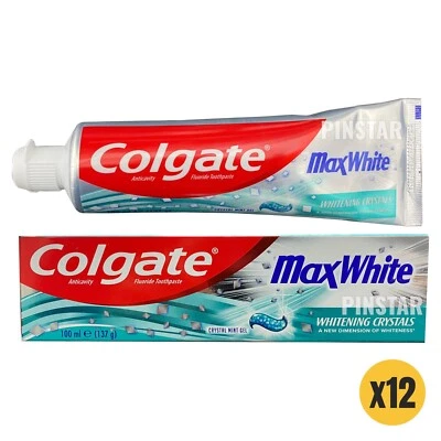 12 X 100ML Colgate Max White Crystal Mint Toothpaste With Whitening Crystals