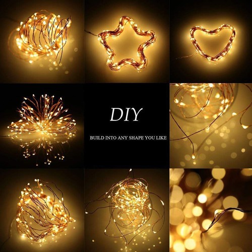 8 Modes Solar Powered String Lights 2 Pack 100 LED Copper Wire Lights - Picture 8 of 13