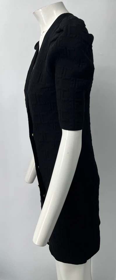 Vestido Chaqueta Elisabetta Franchi Negro Estampado de Logo Manga Corta Abullonada Tejido talla 42 Nuevo con Etiquetas Foto 2 de 4