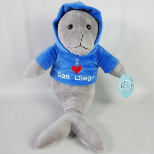 Gray Seal Sea Lion Plush Toy 13" Stuffed Animal Beanie I Love San Diego