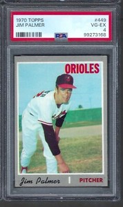 1970 Topps # 449 Jim Palmer Baltimore Orioles HOF VG EX PSA 4