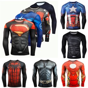 Men-039-s-Compression-Marvel-Superhero-T-Shirts-Gym-Sports-Long-Sleeve-Cosplay-Tops