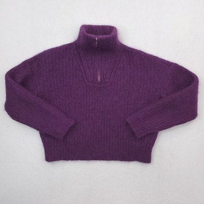 ba&sh Sweater Womens Medium Purple Violet Lady Pullover Quarter Zip Alpaca Blend