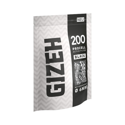 GIZEH Procell Aktive Filter 6mm 200er Beutel Aktivkohlefilter Kokoskohle Schwarz