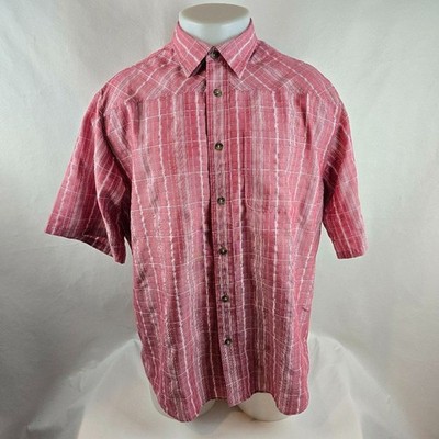 Cabela's Shirt Men Large Red Button Up Plaid Modal Camp Hiking Outdoors Gorpcore