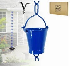 U-nitt Rain Chain 8.5FT – Metal Blue Powder Coated Gutter Downspout Diverter