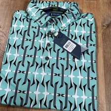 NEW William Murray Golf Shirt Men’s Small Polo Crash Landing Print Seafoam Green
